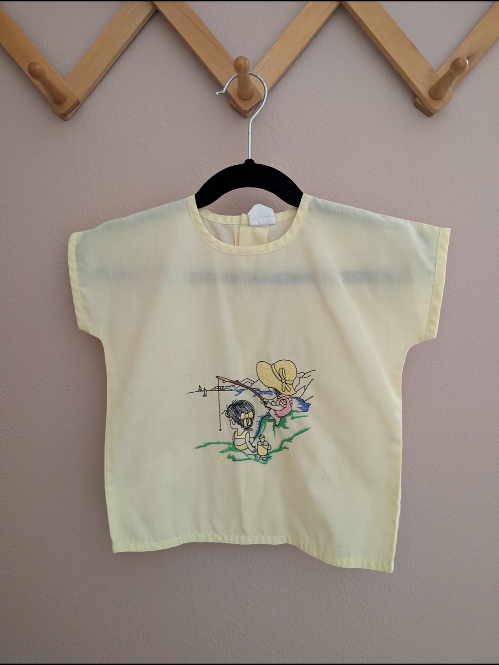 Children's Vintage Button-Back Top - Light Yellow